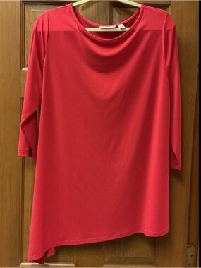 Susan Graver Red Asymmetrical Top. Size XL